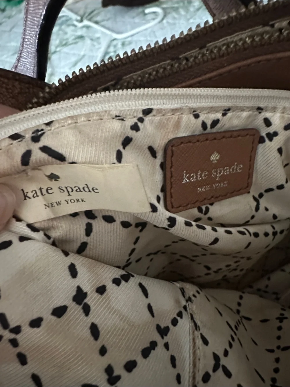 Kate Spade Medium Brown Leather Tote with Gold Hardware